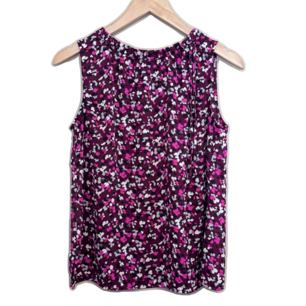 Talbots Geo Burgundy Sleeveless Blouse SP Small Petite